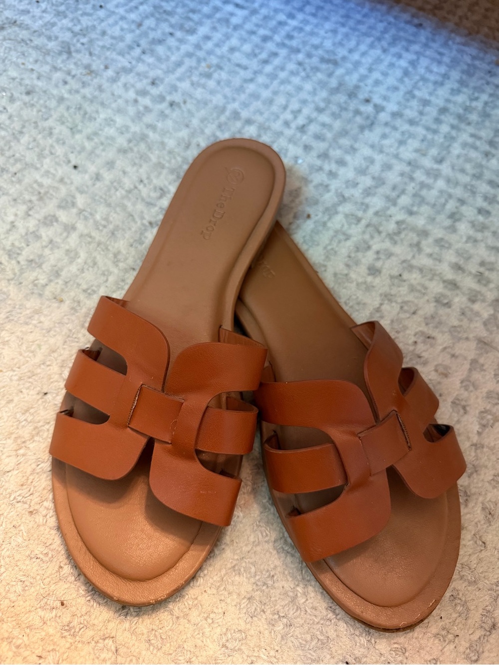 Cognac Brown H Cutout Slide Sandals Size 7